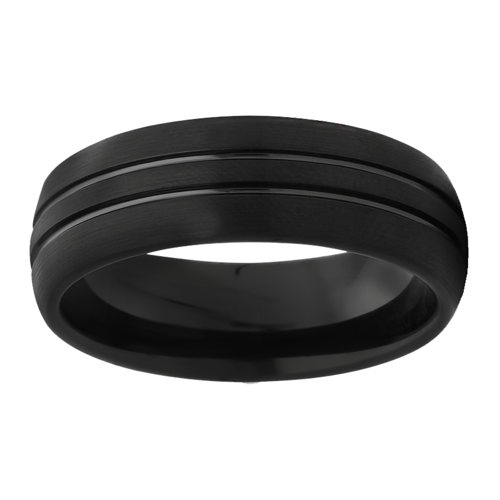 8mm Brushed Finish with Polished Lines Dome Tungsten Ring
