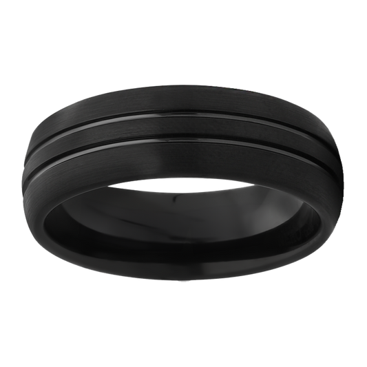 8mm Brushed Finish with Polished Lines Dome Tungsten Ring