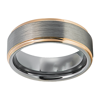 8mm Yellow Gold Polished Sides Brushed Inner Tungsten Ring