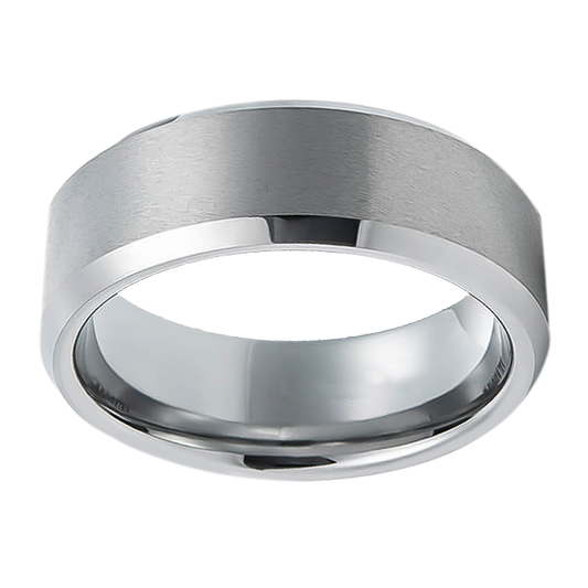 8mm Brushed with Polished Finish Tungsten Ring