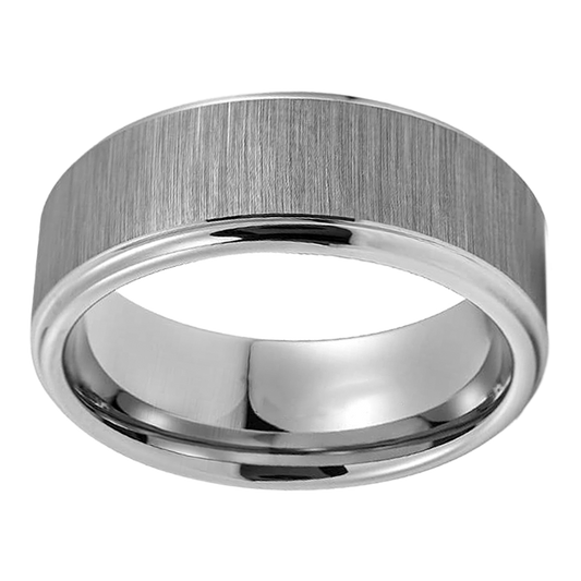 8mm Side Brushed with Polished Tungsten Ring