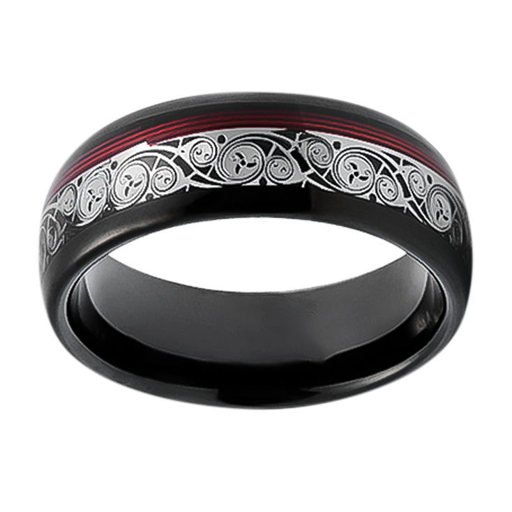 8mm Decorated Enamel Design Tungsten Ring