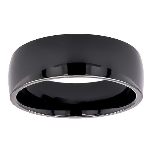 Plain Dome Polished Black Zirconium Ring